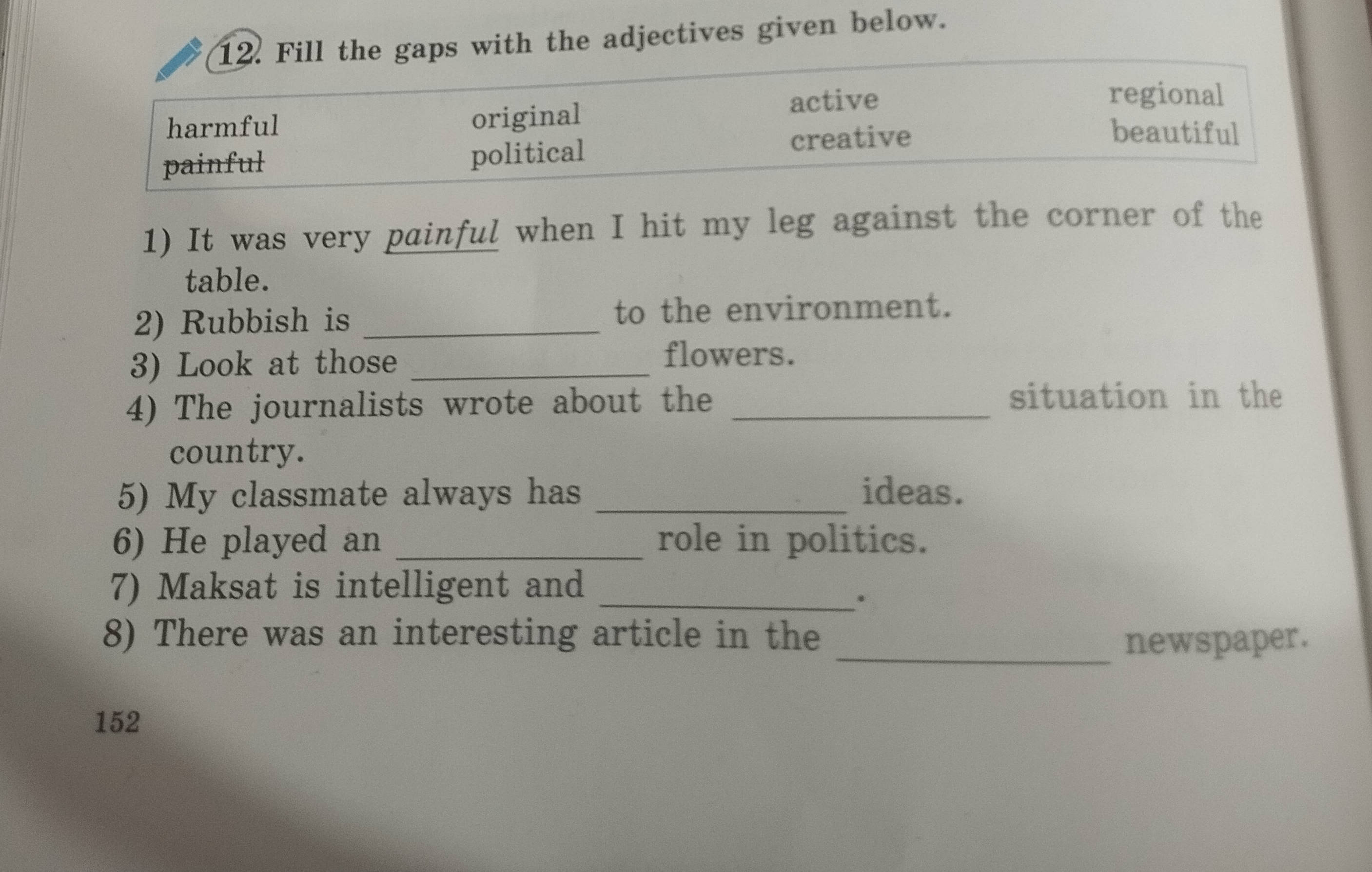 12. Fill the gaps with the adjectives given | StudyX