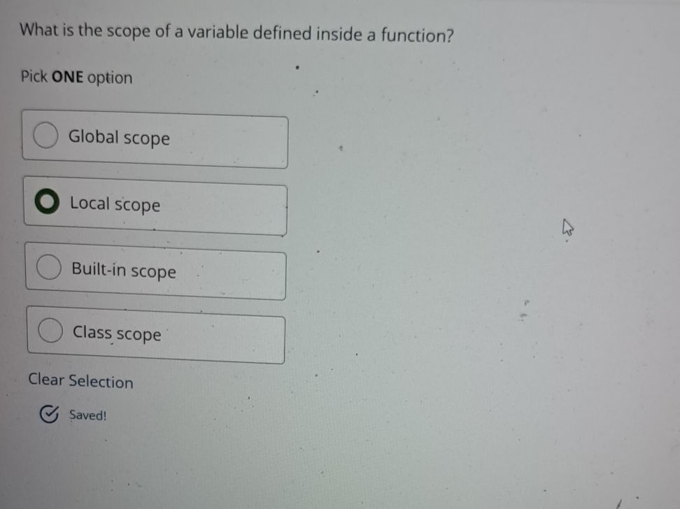 What is the scope of a variable defined | StudyX