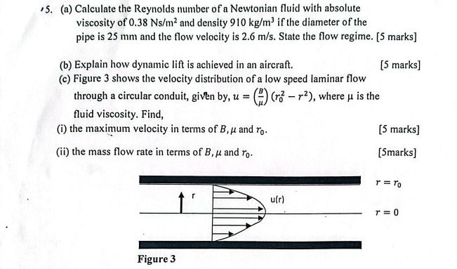 5. (a) Calculate the Reynolds number of a | StudyX