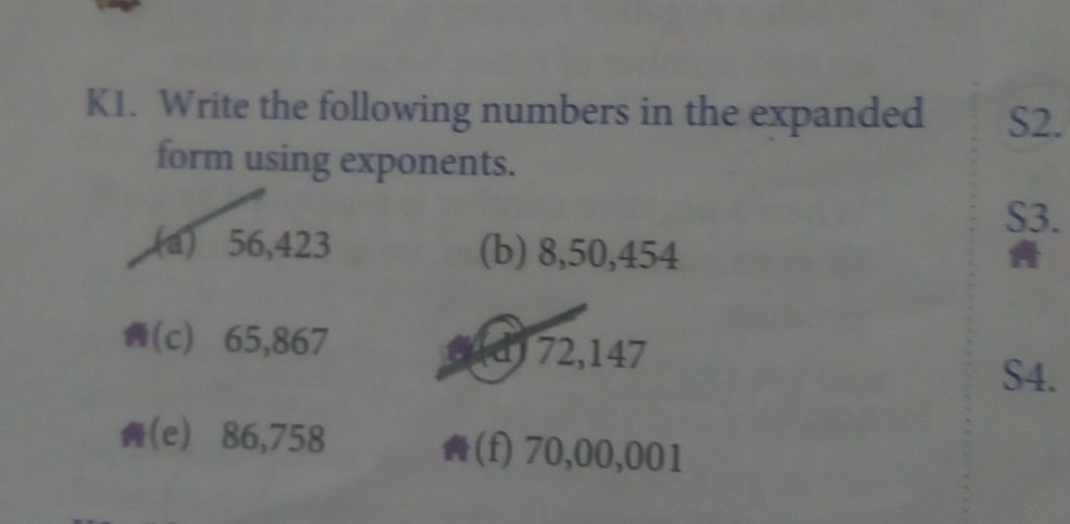 Number In Expanded Form Using Exponents K1. Write the following numbers in the | StudyX