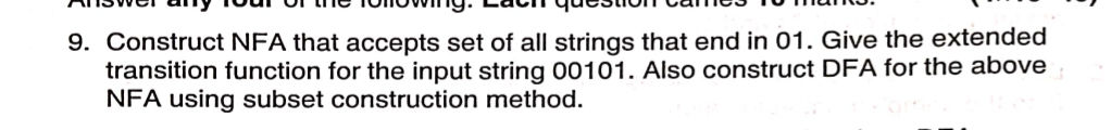 9. Construct NFA that accepts set of all | StudyX