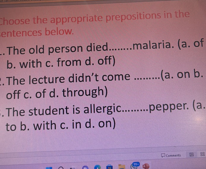 Choose the appropriate prepositions in the | StudyX