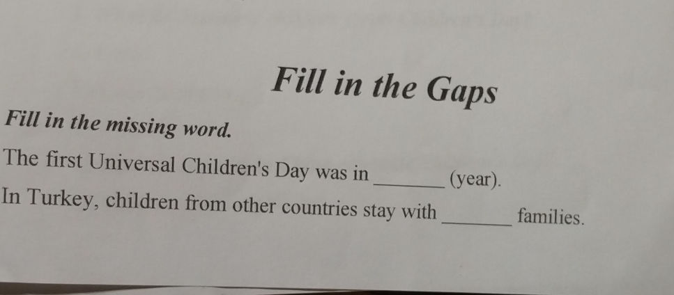 Fill in the Gaps Fill in the missing word. | StudyX