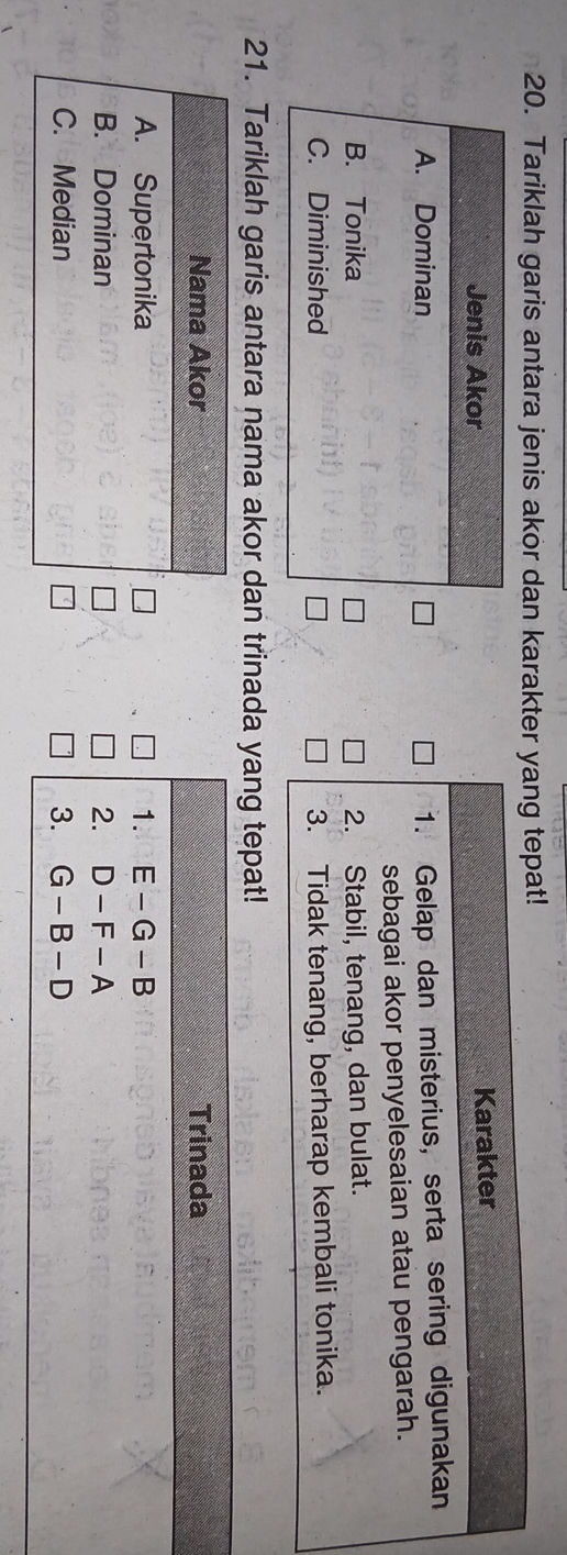 20. Tariklah garis antara jenis akor dan | StudyX