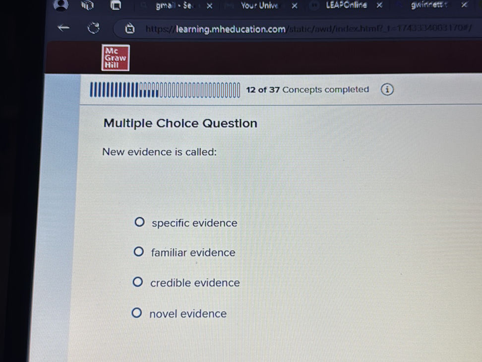 Several Evidence Multiple Choice Question New evidence is | StudyX