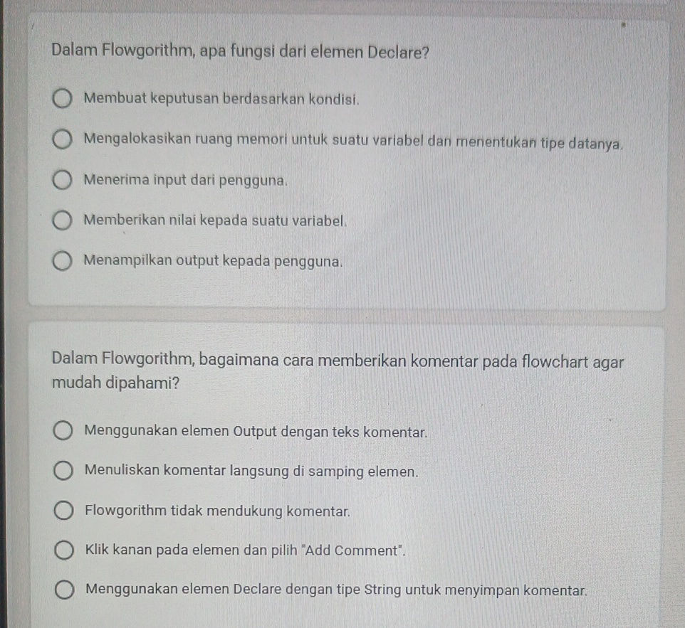 Dalam Flowgorithm, apa fungsi dari elemen | StudyX