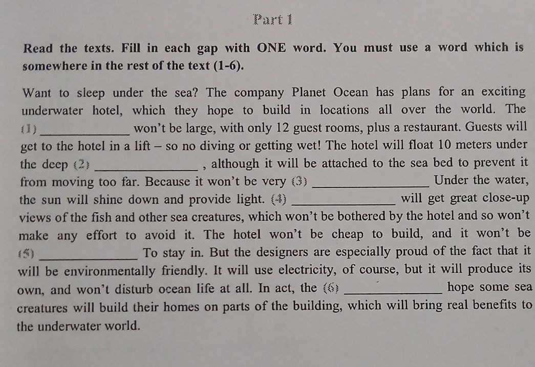 Part 1 Read the texts. Fill in each gap | StudyX