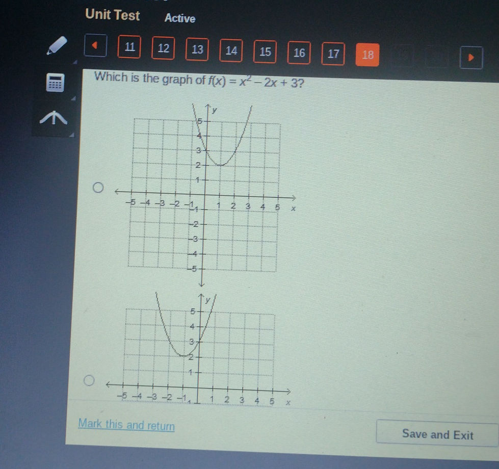 Which is the graph of $f(x) = x^2 - 2x + 3$? | StudyX