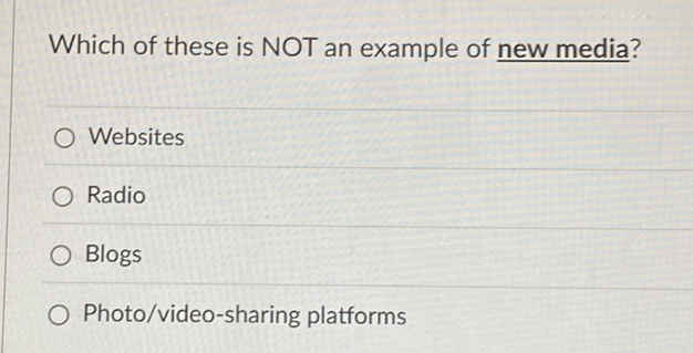 Which of these is NOT an example of new