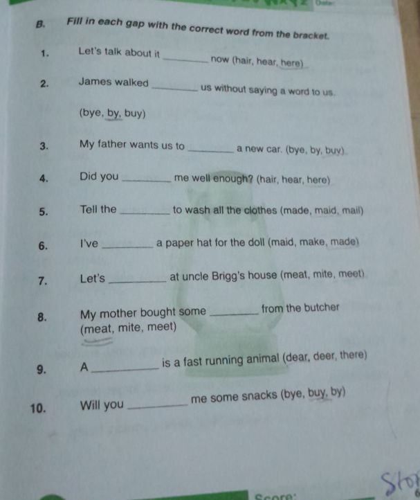 B. Fill in each gap with the correct word | StudyX
