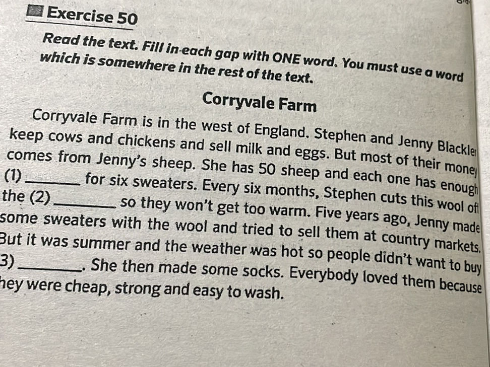 Exercise 50 Read the text. Fill in each gap | StudyX