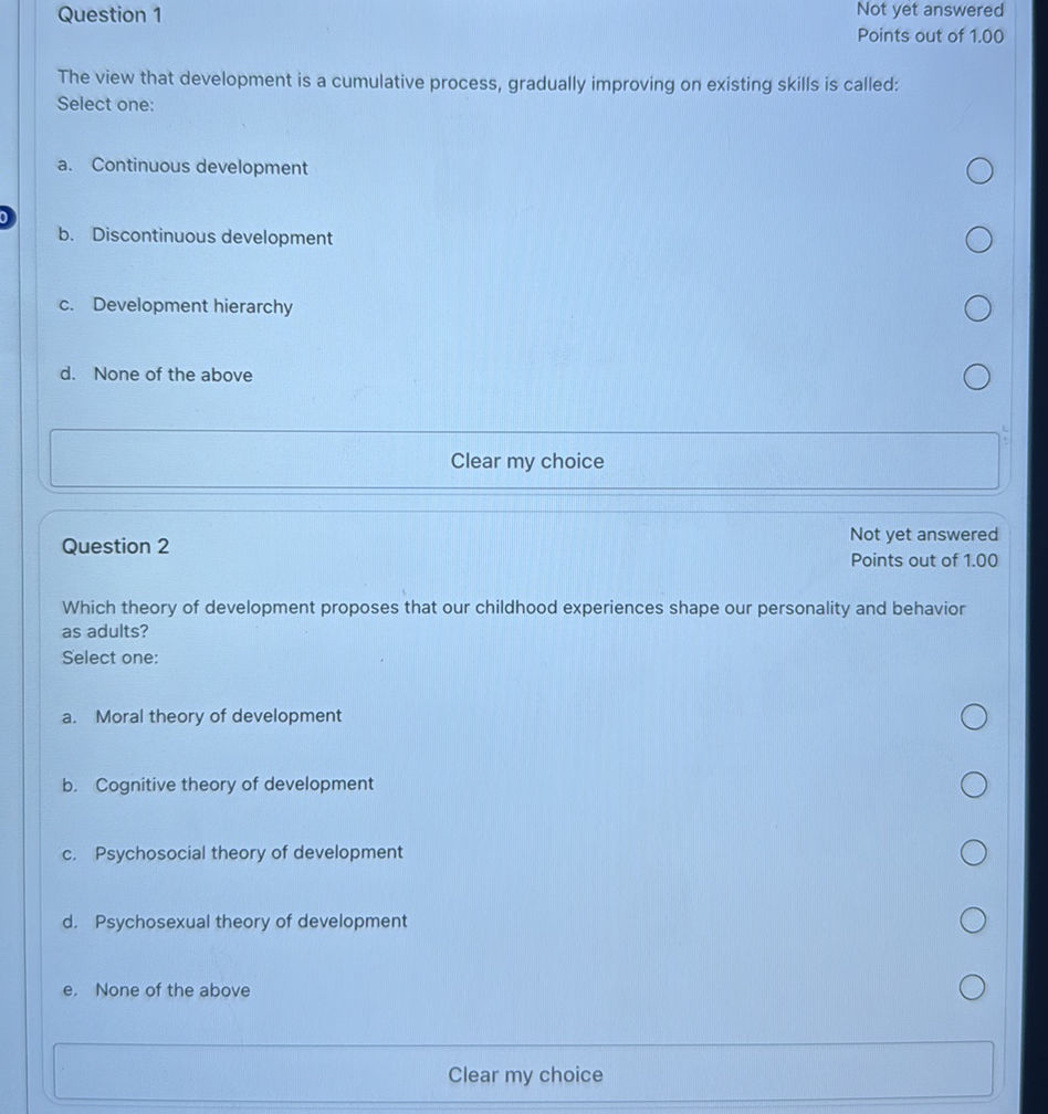 Question 1 The view that development is a | StudyX