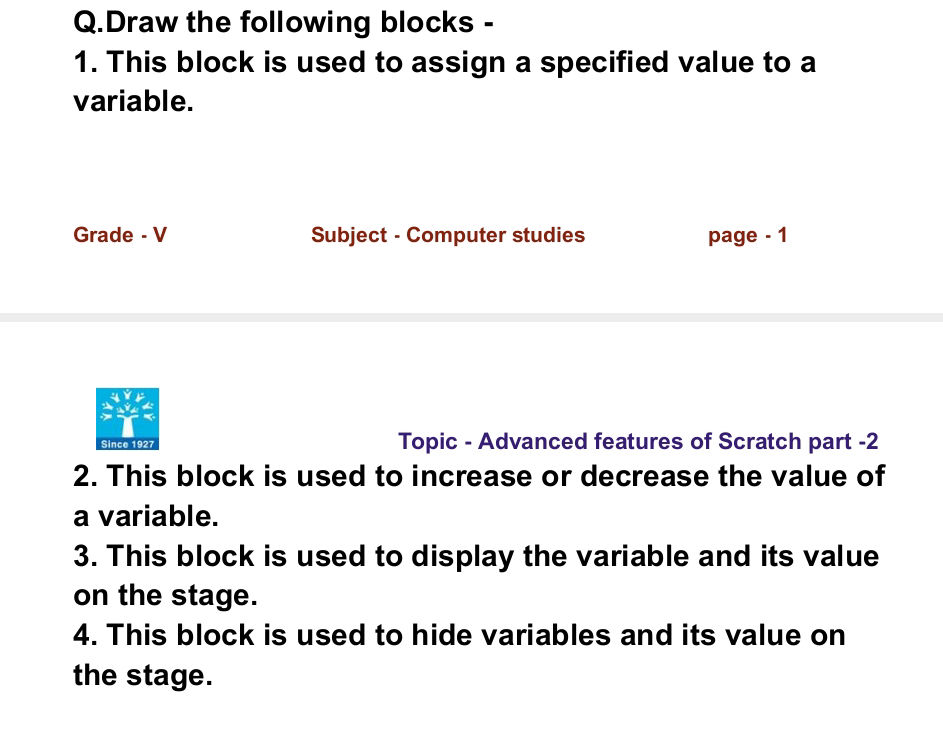 Q. Draw the following blocks - 1. This | StudyX
