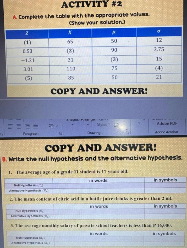 A. Complete the table with the appropriate | StudyX
