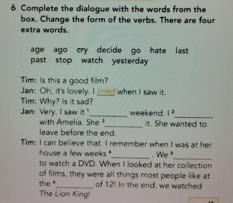 6 Complete the dialogue with the words from | StudyX