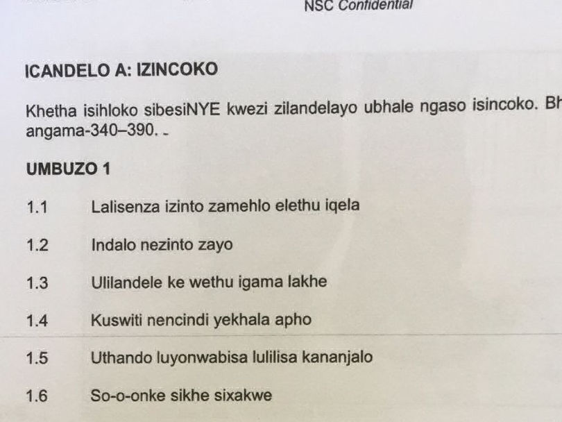ICANDELO A: IZINCOKO Khetha isihloko | StudyX