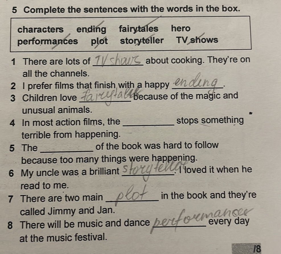 5 Complete the sentences with the words in | StudyX