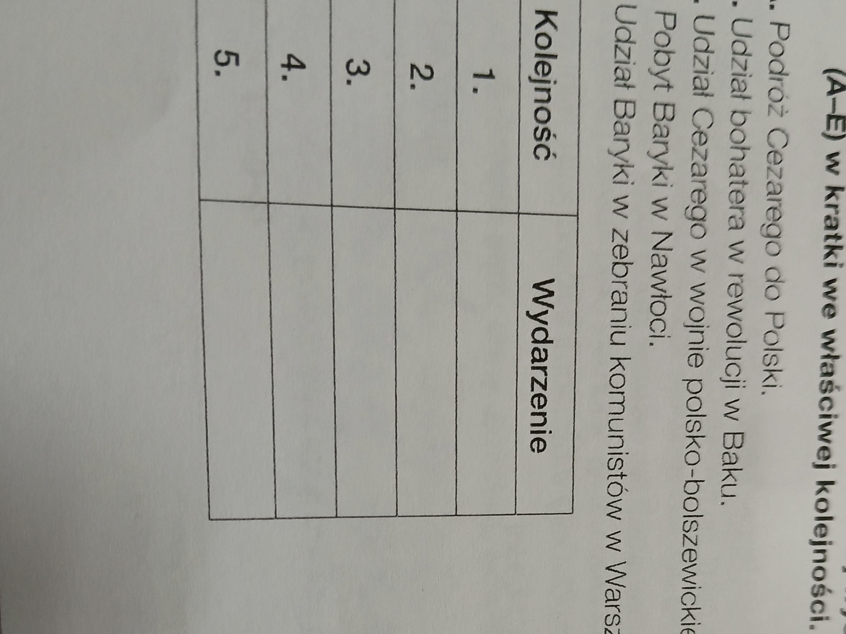 (A-E) w kratki we właściwej kolejności. . | StudyX