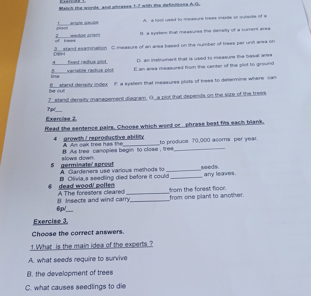 Exercise 1. Match the words and phrases 1-7 | StudyX