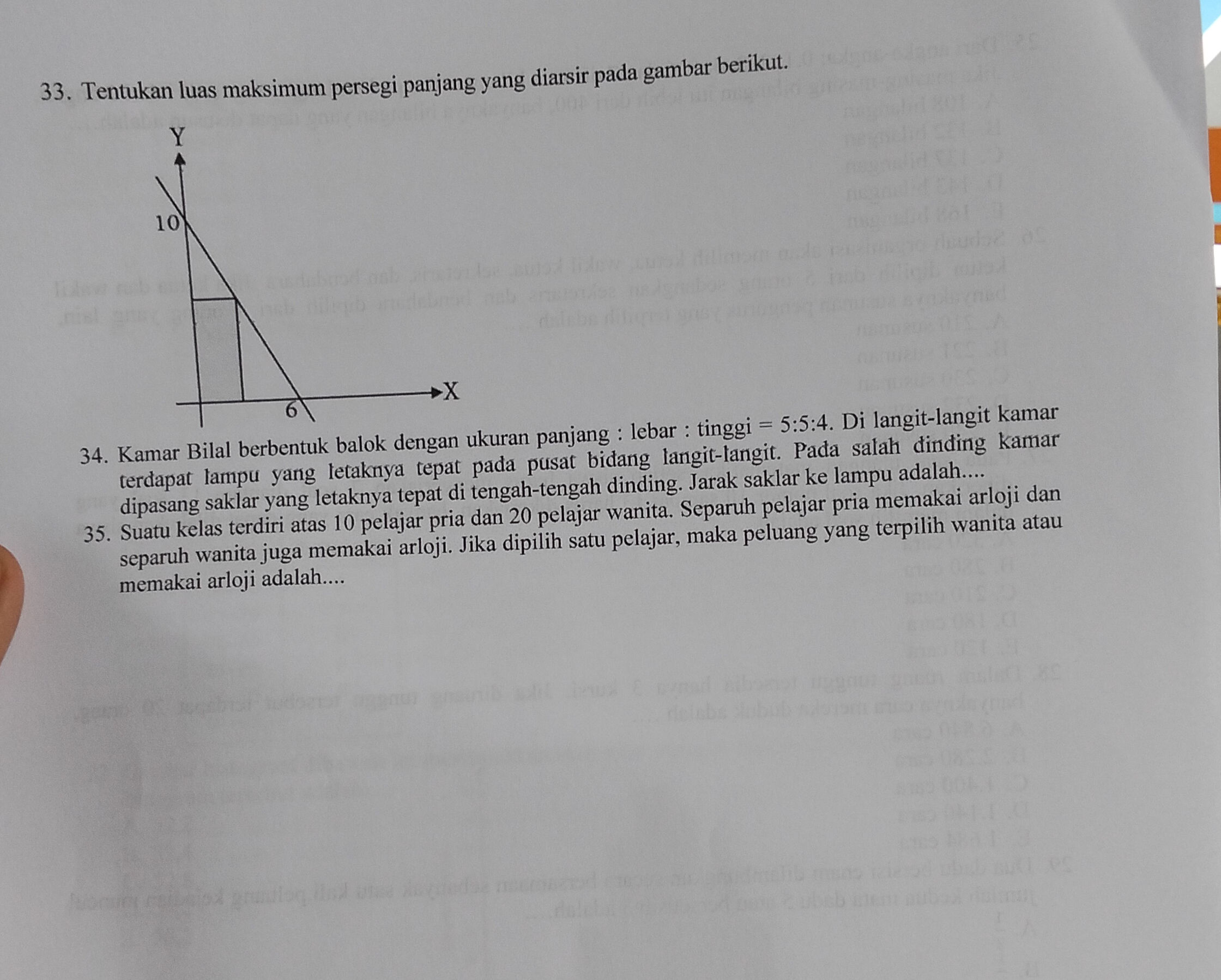 33. Tentukan luas maksimum persegi panjang | StudyX