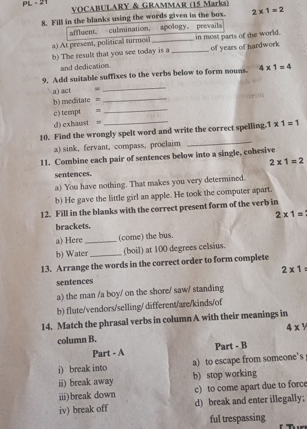 8. Fill in the blanks using the words given | StudyX