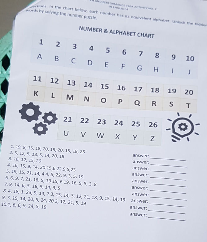 In the chart below, each number has its | StudyX
