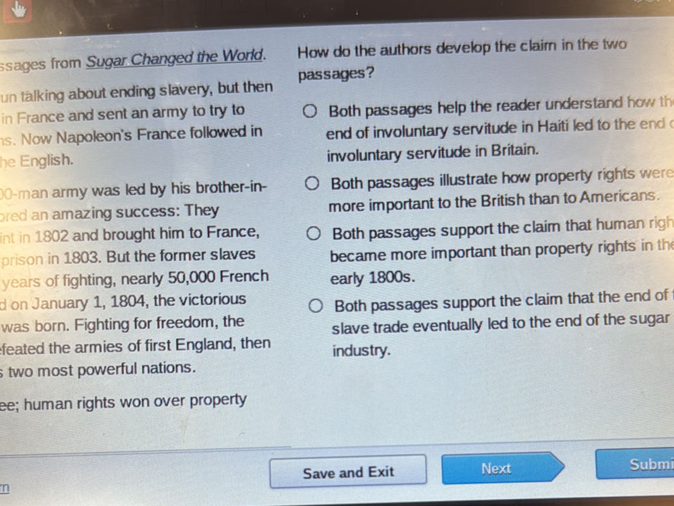 WHICH CLAIM DO BOTH PASSAGES SUPPORT visual data 6