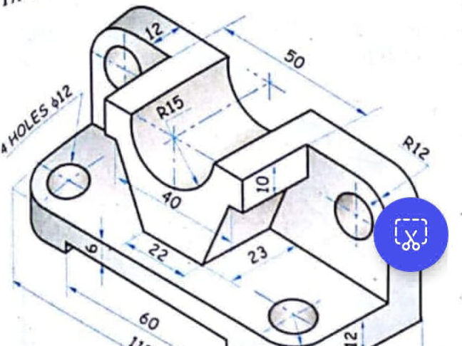 The image shows a 3D engineering drawing of