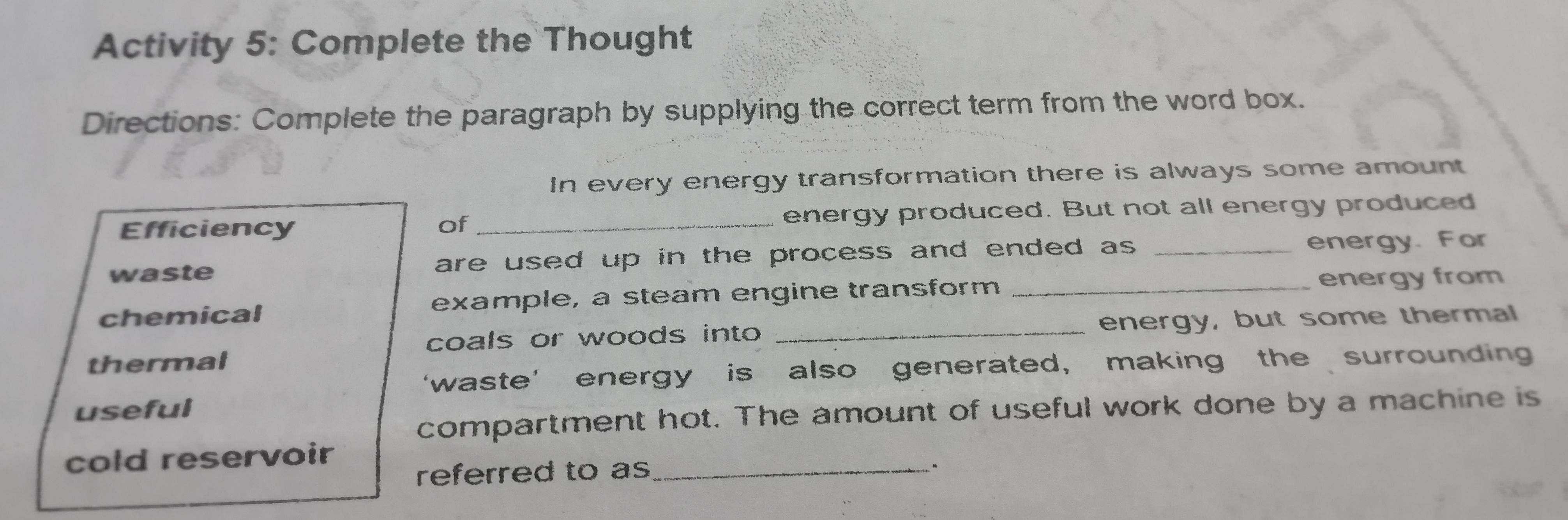 Directions: Complete the paragraph by | StudyX