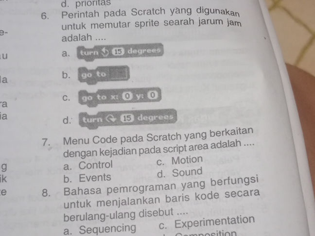 6. Perintah pada Scratch yang digunakan | StudyX