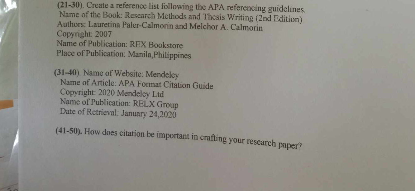 (21-30). Create a reference list following | StudyX