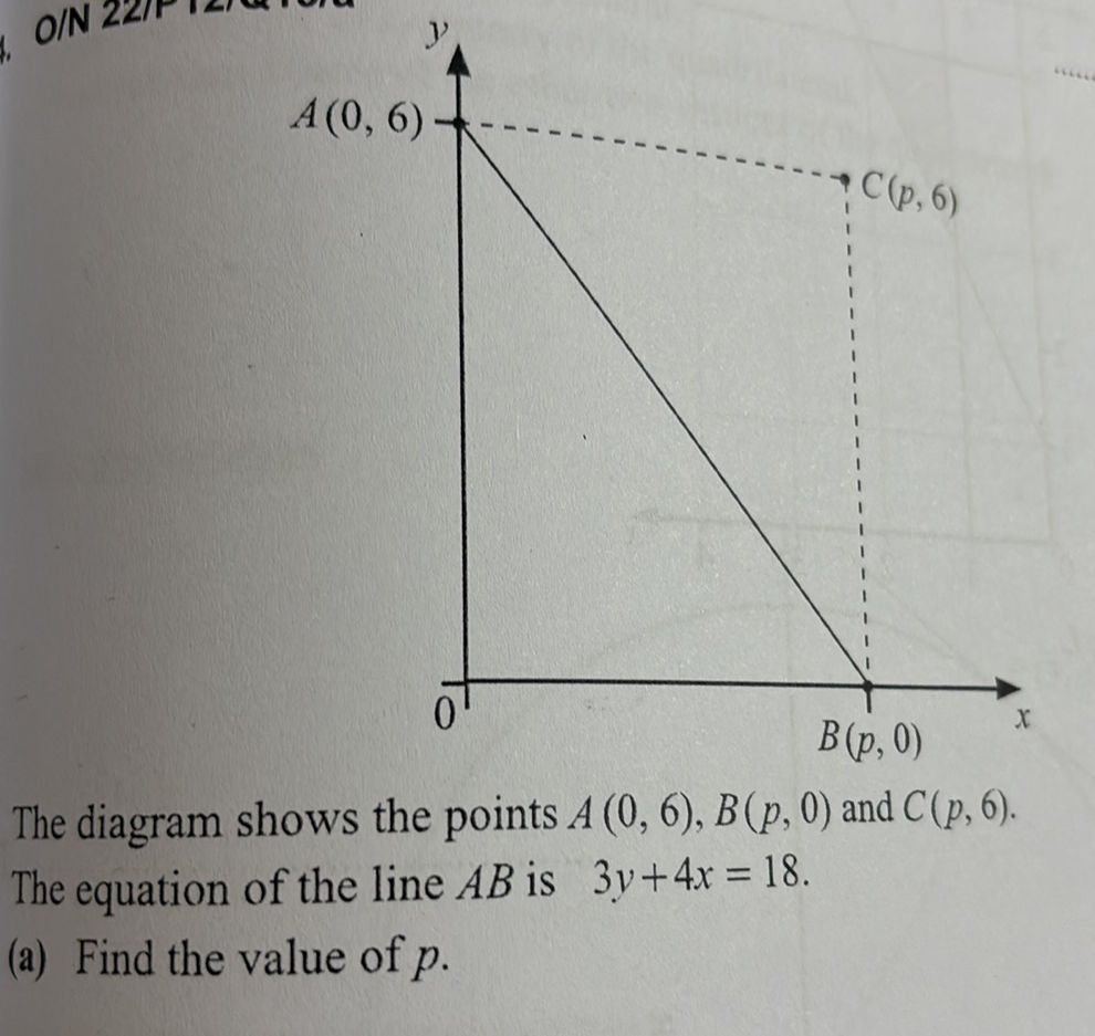 Line A B Math The diagram shows the points $A(0, 6)$, | StudyX