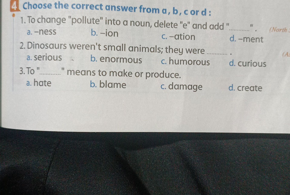 4. Choose the correct answer from a, b, c or | StudyX