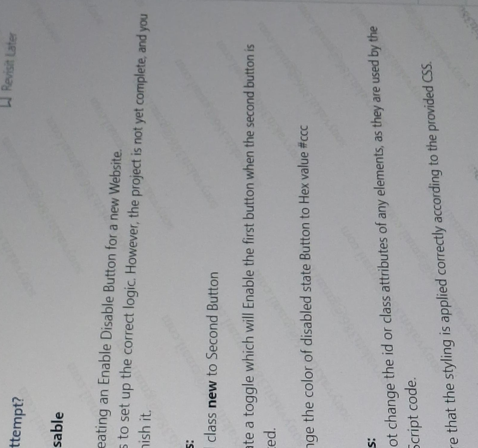 Creating an Enable Disable Button for a new