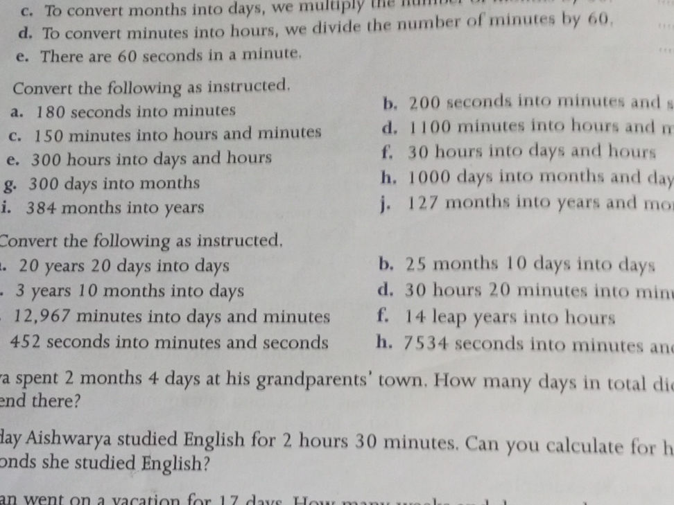 c. To convert months into days, we multiply | StudyX