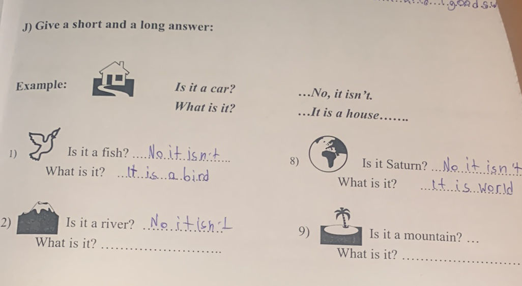 J) Give a short and a long answer: Example: | StudyX