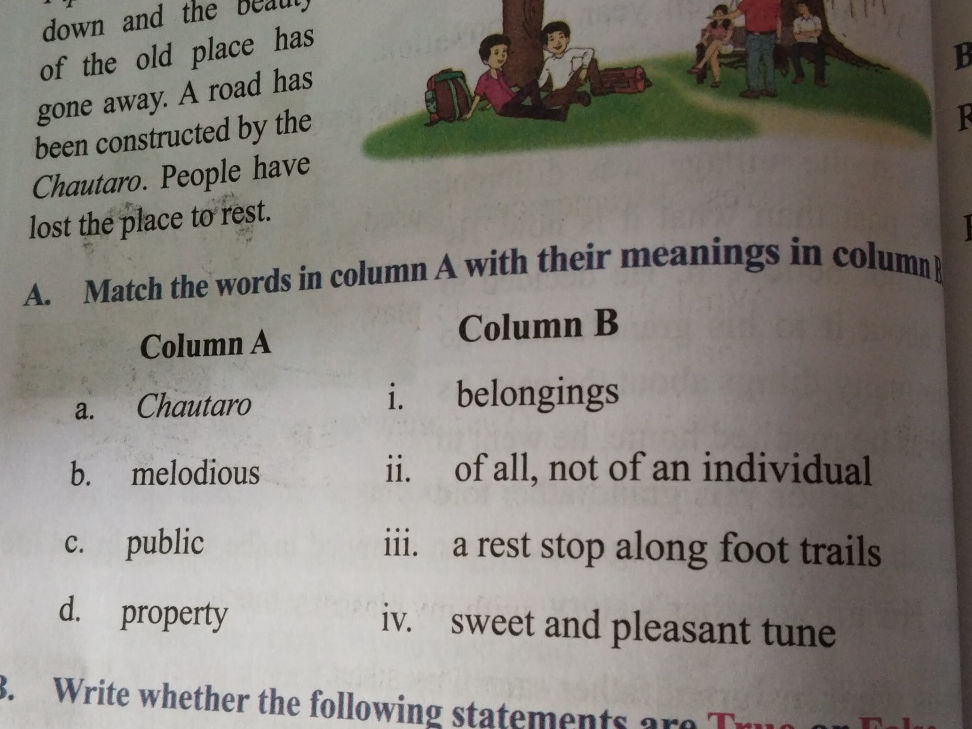 Match the words in column A with their | StudyX