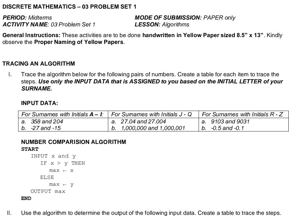 TRACING AN ALGORITHM 1. Trace the algorithm | StudyX