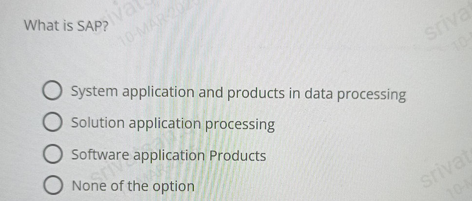 System Solution Application What is SAP? System application and | StudyX