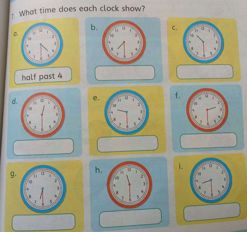 7. What time does each clock show? a. | StudyX