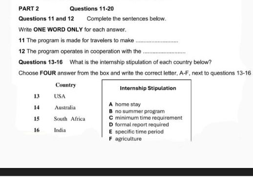 Questions 11 and 12 Complete the sentences