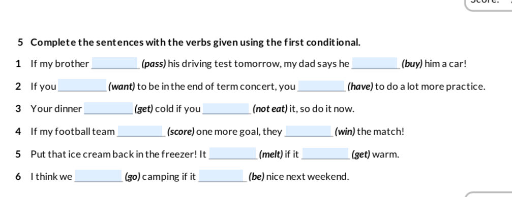 5 Complete the sentences with the verbs | StudyX