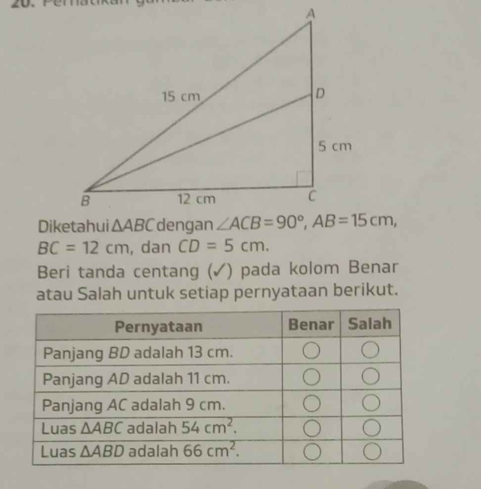 Diketahui \( ABC\) dengan \( ACB = 90^ \), | StudyX
