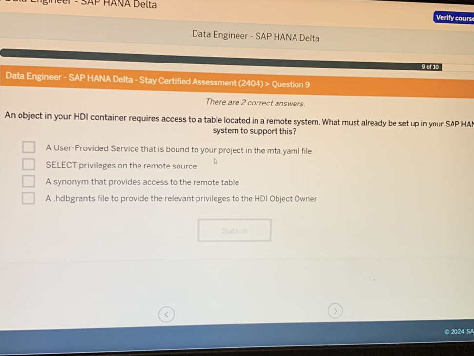 An object in your HDI container requires | StudyX