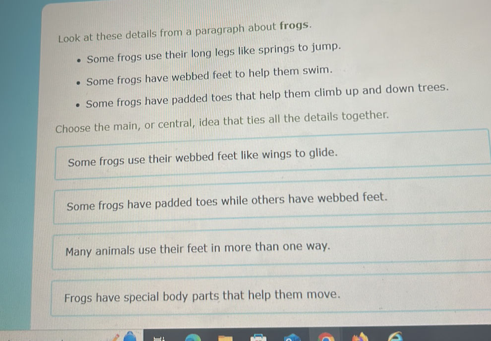 Frog Paragraph Look at these details from a paragraph about | StudyX
