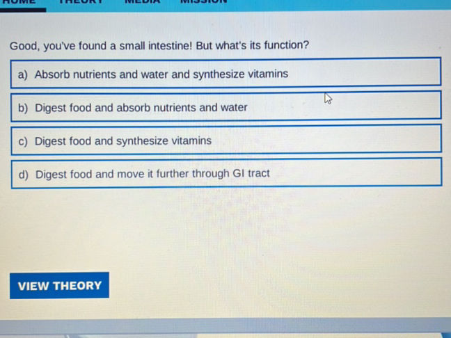 Good, you've found a small intestine! But