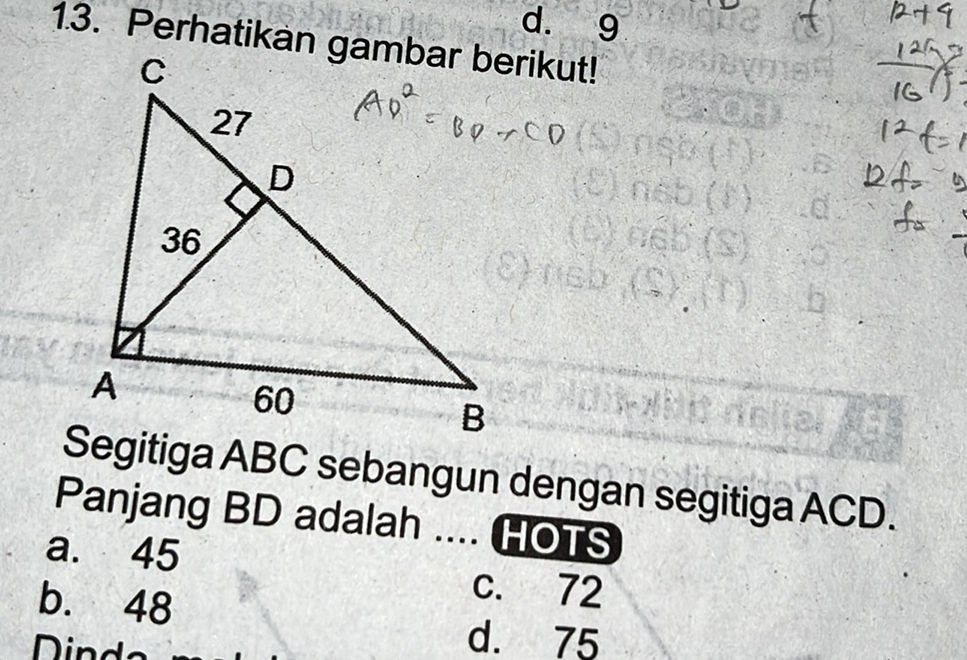 13. Perhatikan gambar berikut! Segitiga ABC | StudyX