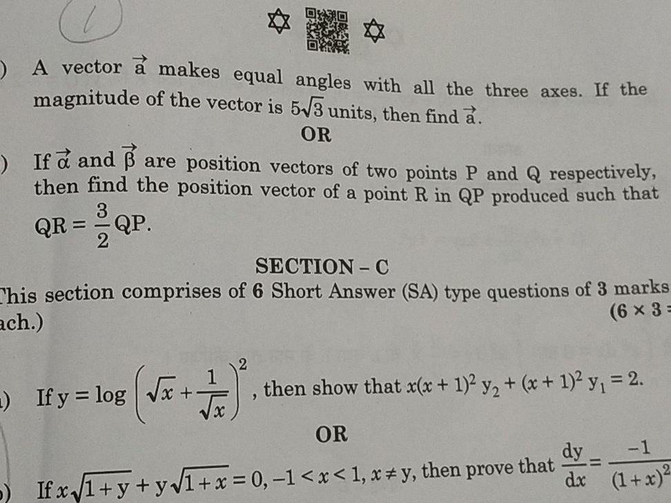 1) A vector ${a}$ makes equal angles with | StudyX