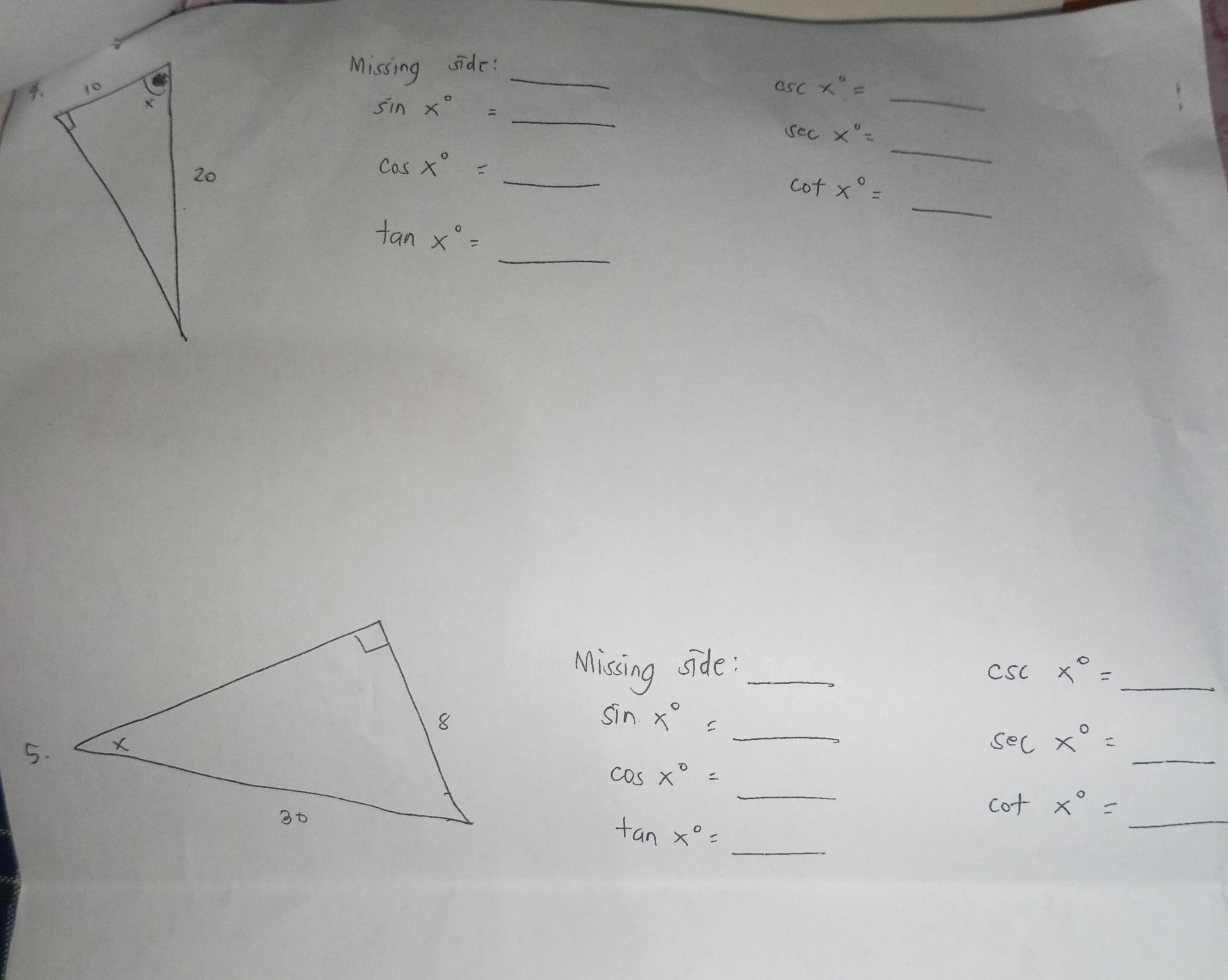 Right Triangle Labed 4. ``` [Diagram of a right triangle with | StudyX
