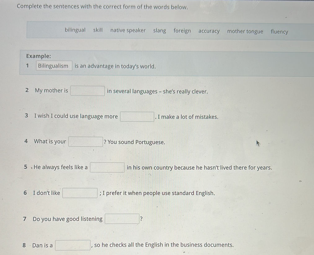 Complete the sentences with the correct form | StudyX
